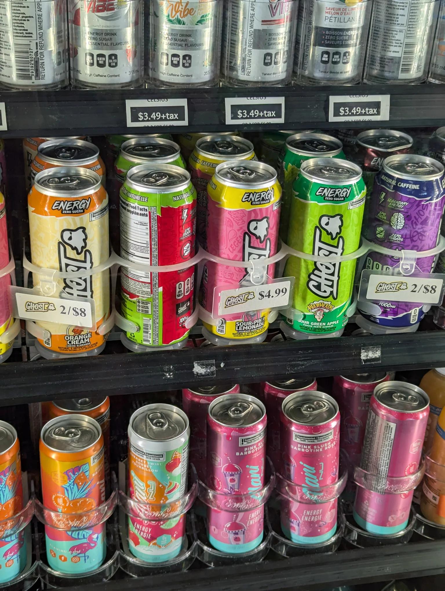 The gas station fridge which contained the best energy drinks (Ghost) as well as Flying Monkey beers (not pictured)